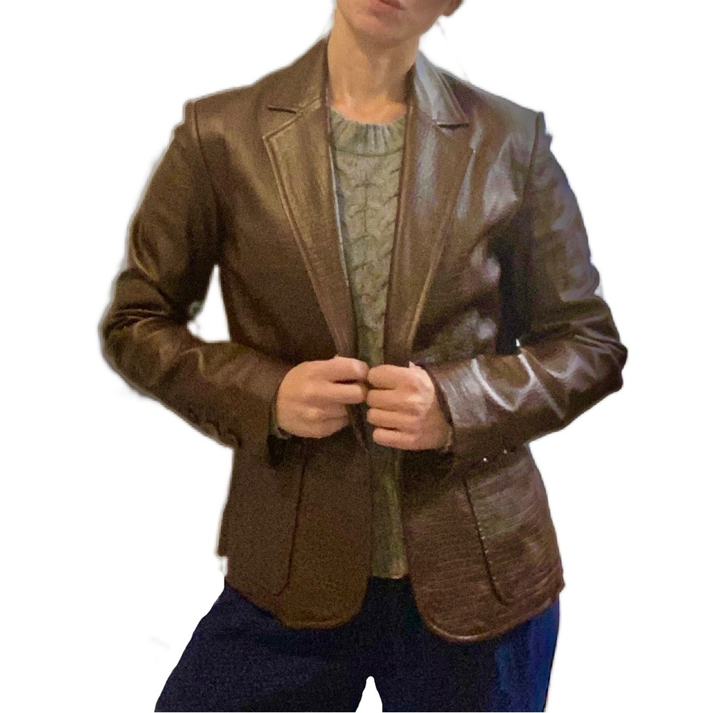 Worthingron Leather Blazer- Mahogany Brown